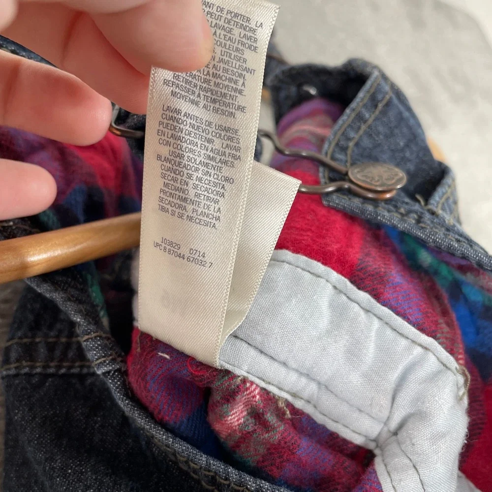 OshKosh B'gosh Denim Overalls Kids 9 Month Blue Flannel Lined Carpenter Workwear